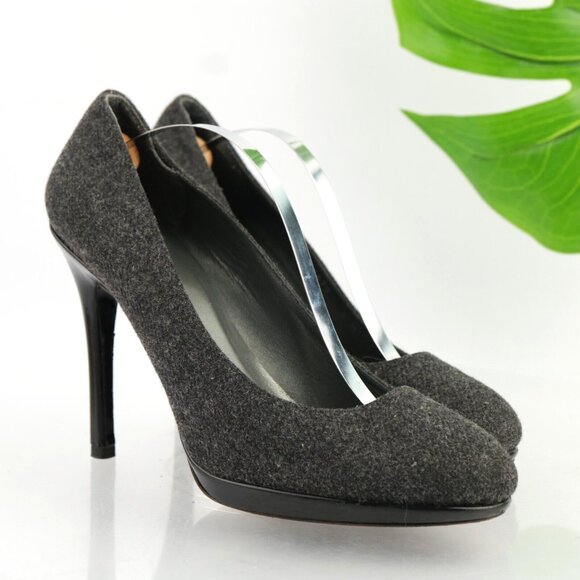 Stuart Weitzman Womens Pump Size 9 Gray Tweed Wool High Heel Slip On Dress Shoes - Picture 13 of 13